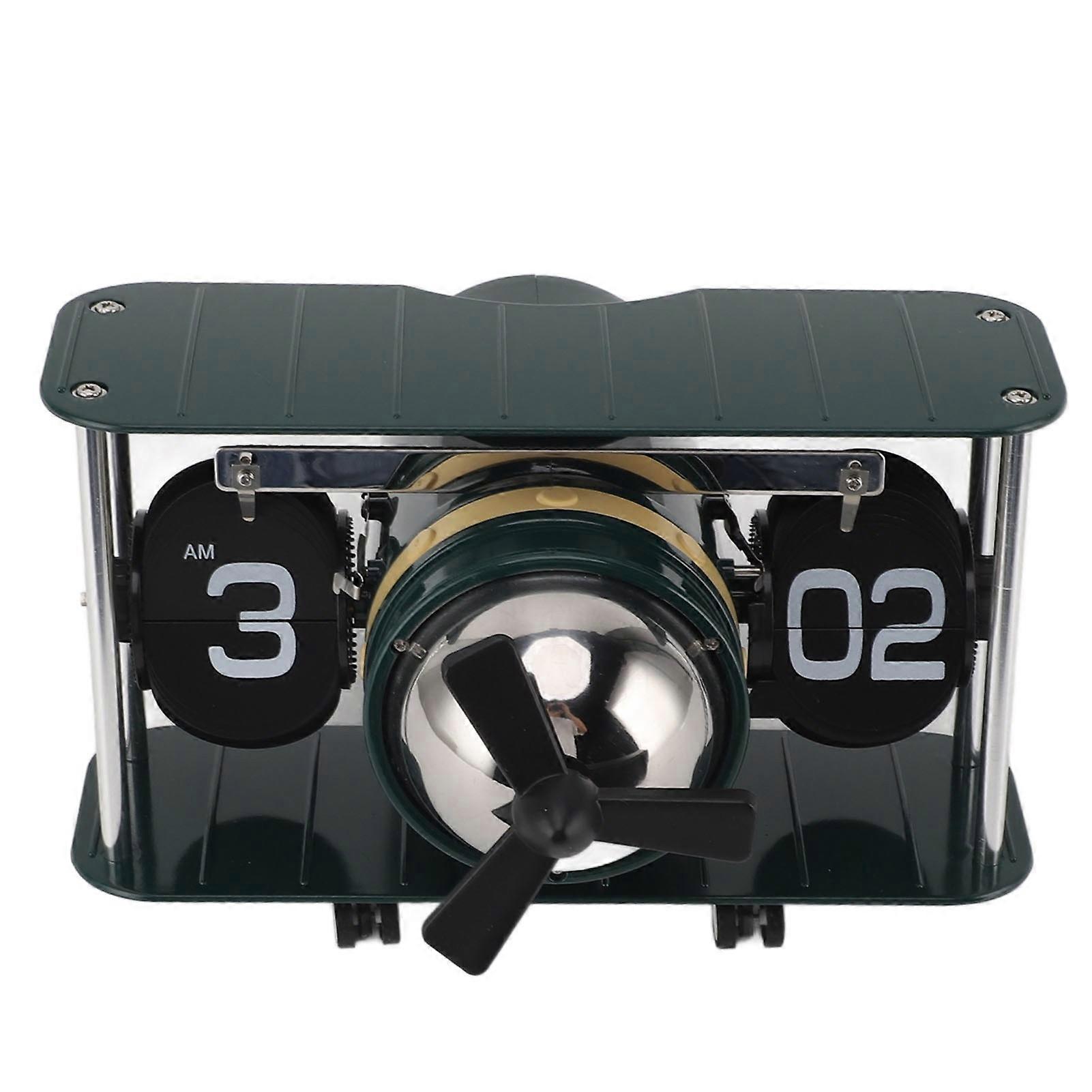 Vintage Aircraft Flip Clock Retro Design Green Mechanical Aviation Desk Clock Automatic Propeller Stylish Home Decor for Table or Offic