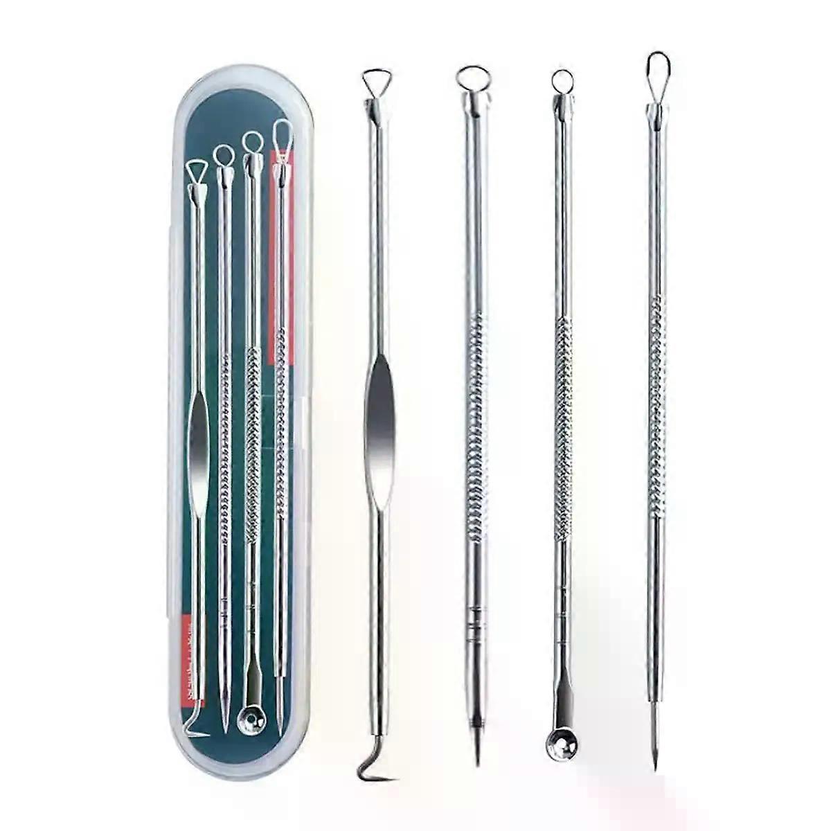 4プロの顔のにきびニードルセット、にきび抽出器ステンレス鋼、ディープフェイスクレンジングツール