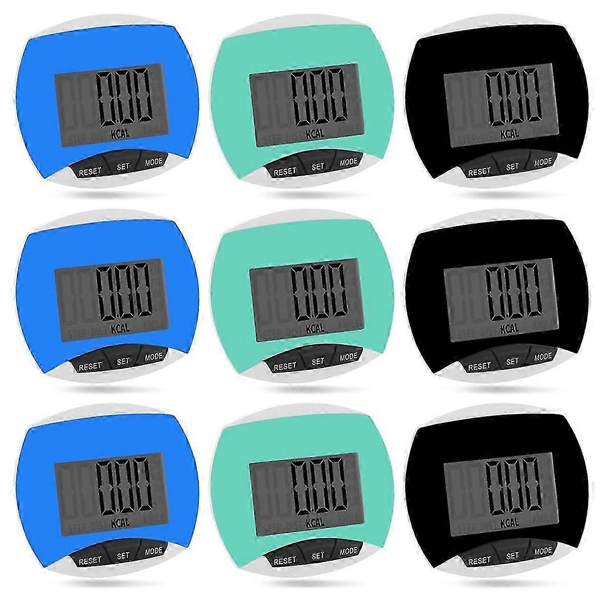 Portable Clip-on 9-Pack Pedometer for Walking Step Counting & Calorie Recording