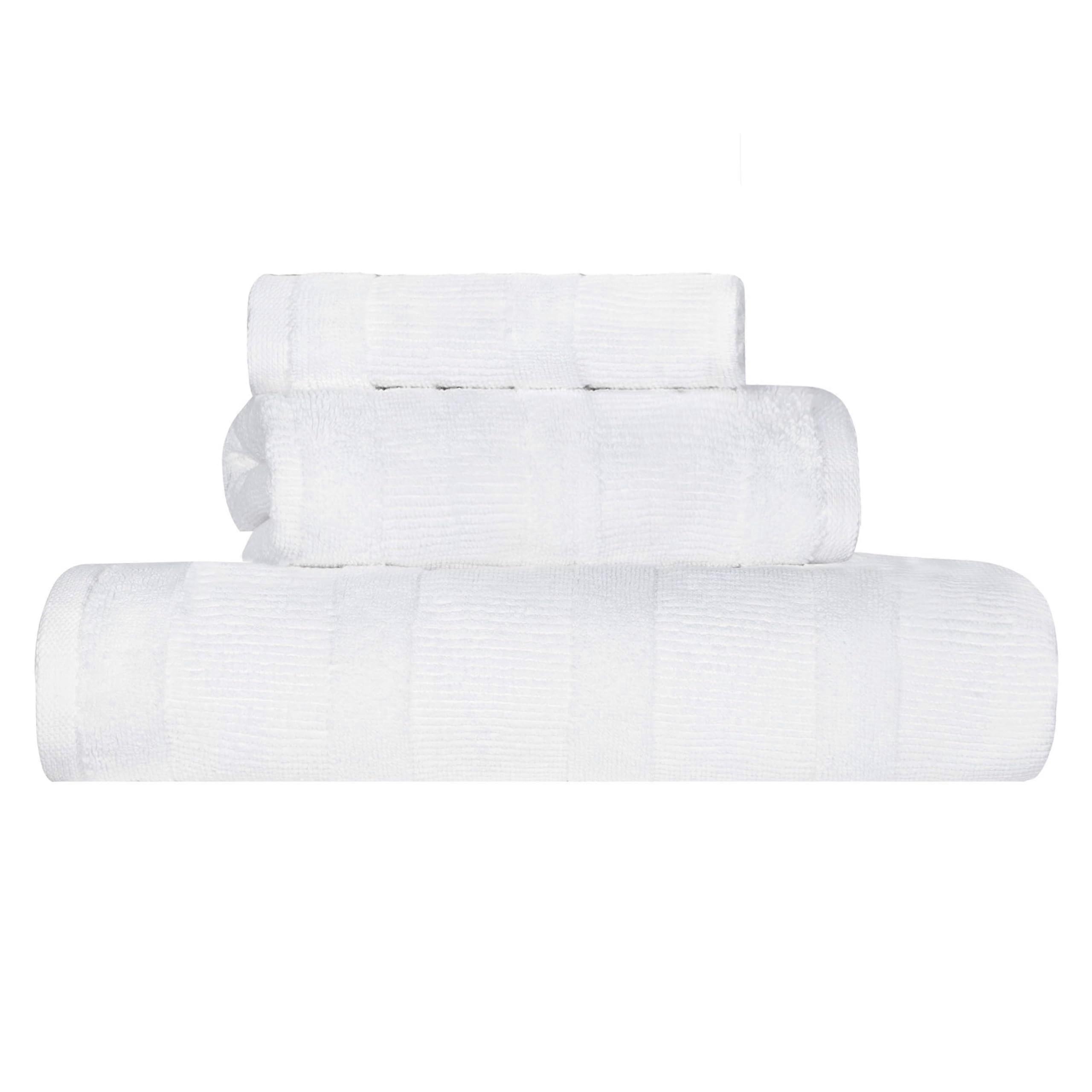 3-Piece Towel Set for Shower Highly Absorbent Ribbed Quick-Dry Solid