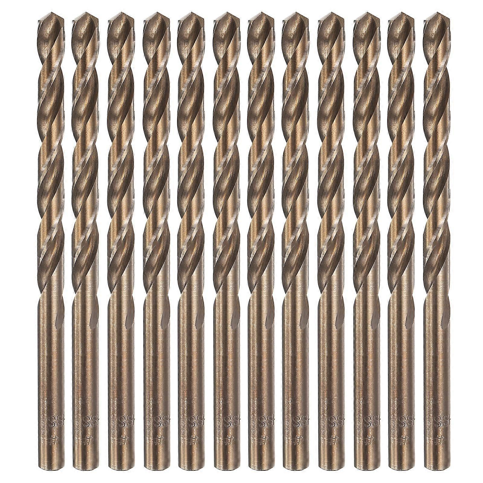 12pcs Cobalt Drill Bit, #1 0.228' HSS-CO Aircraft Twist Drill Bit with Straight Round Shank for Drilling Stainless Steel Cast Iron Tough Material