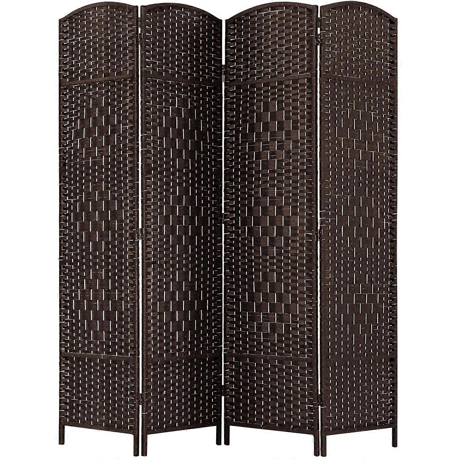 Room Divider Wooden Folding Screen Partition - Portable 4 Panel Brown Room Divider for Home and Office Use