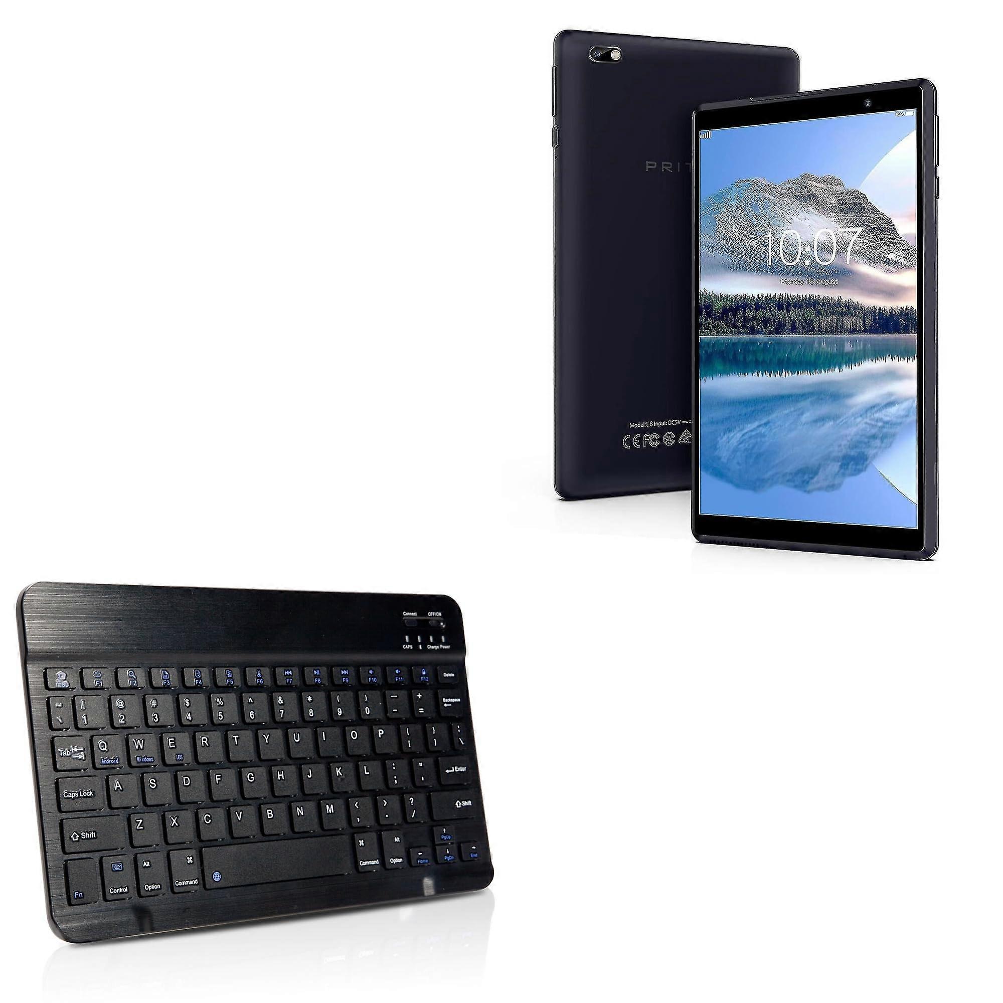Bluetooth Keyboard for PRITOM L8 - 8-Inch Thin Chiclet-Style Keys, Jet Black