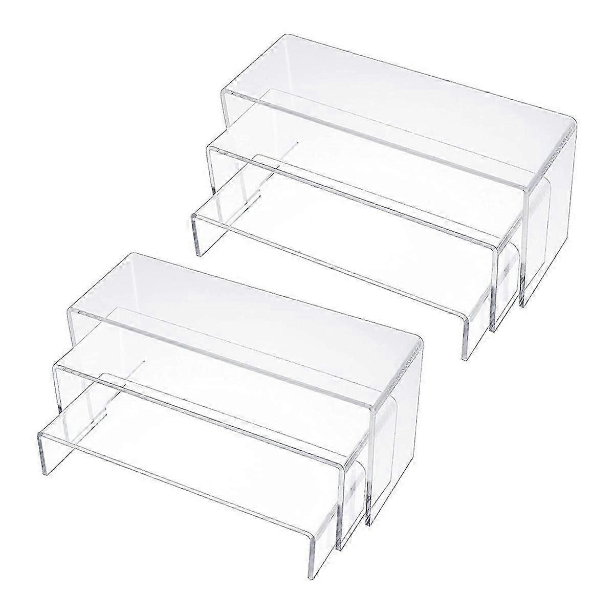 Acrylic Display Risers, Clear Rectangle Stands Shelf for Display 6Pcs