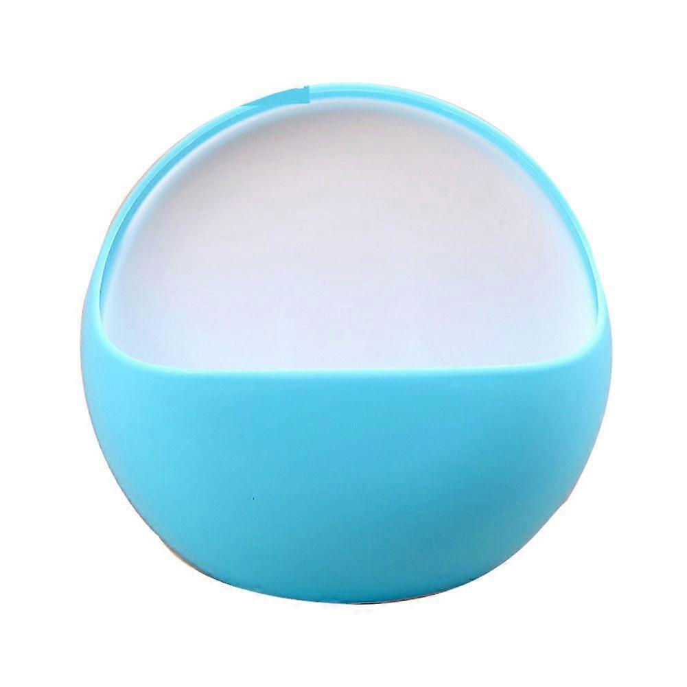 Wall-Mounted Suction Cup ABS Plastic Soap Dish Tray Holder Bathroom Storage Container (Blue)