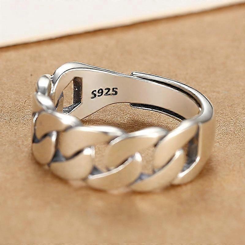 Women's Twist Chain Ring - Non-Fading Finish, Unique Minimalist Design With Adjustable Open Band