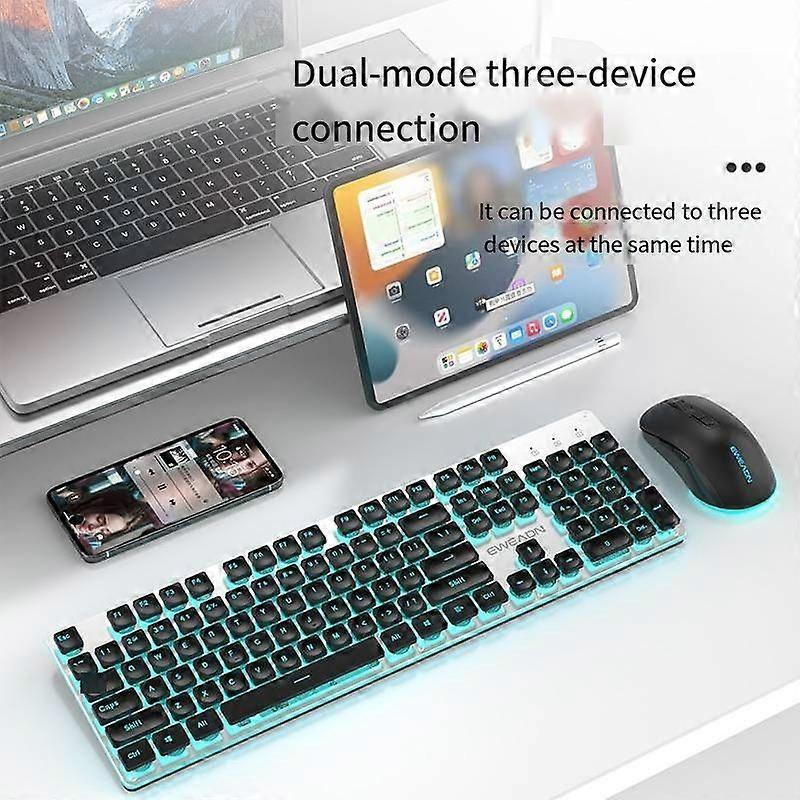 Silent Keyboard Wired Mechanical Feel Mouse Set Girls Office Notebook External Silent Wireless Dual Mode Backlit Keyboard Mice