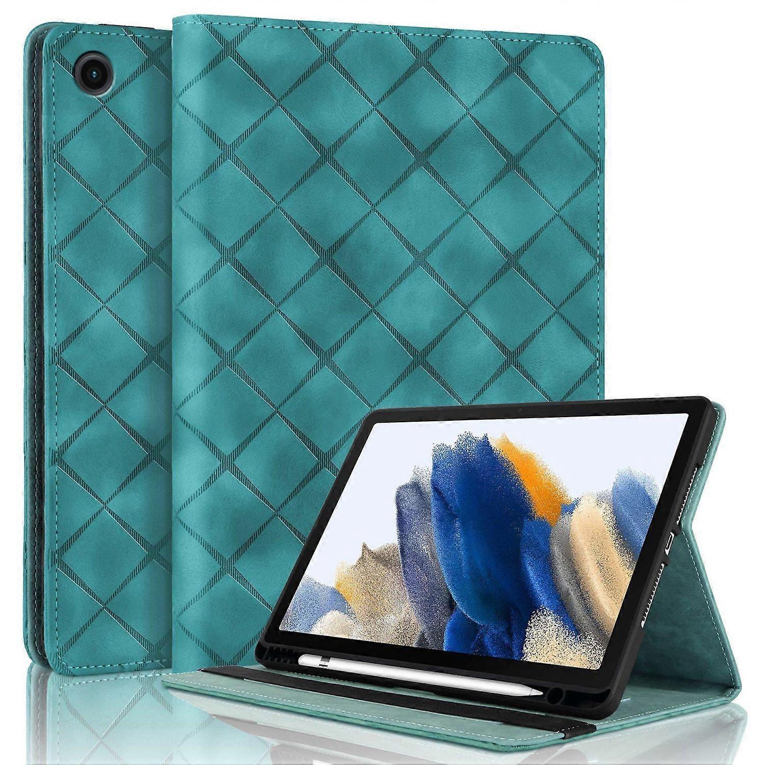 For Samsung Galaxy Tab A9 Plus Rhombus Pattern Faux Leather Case Green