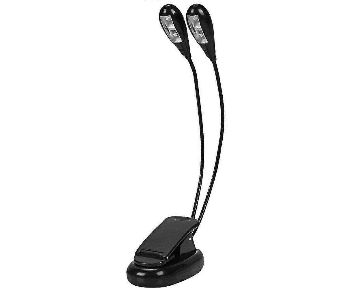 Portable Dual-Head LED Clip Light for Music Stands - USB/Battery Powered Reading Lamp with Adjustable Arms