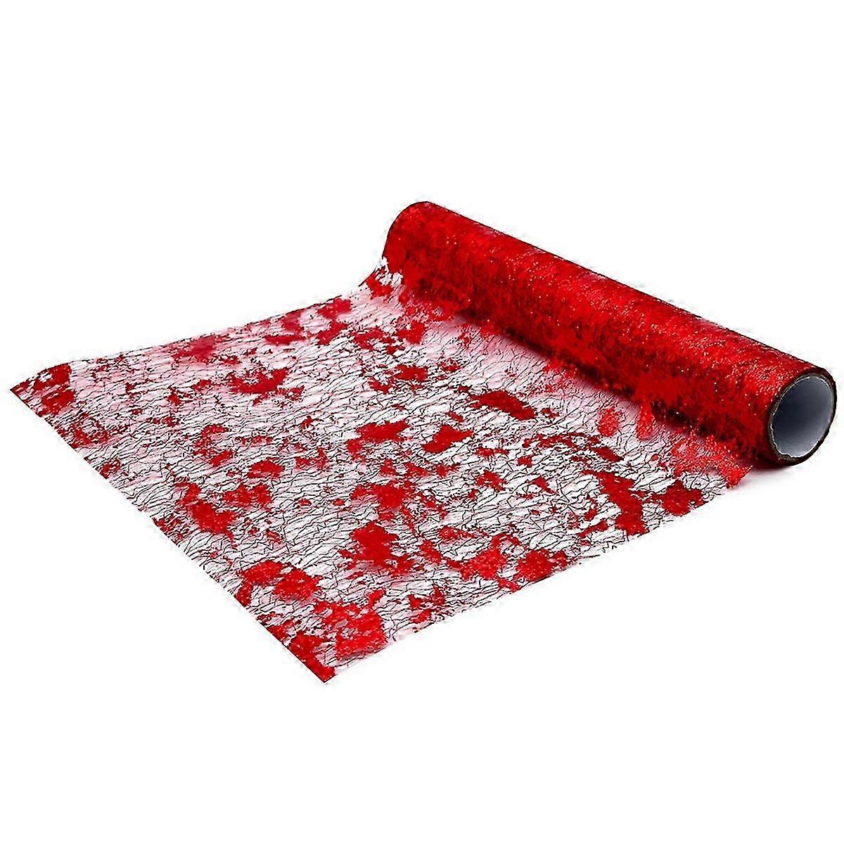 Red Table Runner Glitter Metallic Thin Mesh Table Runner Sparkly Table Decorations for Wedding, Bri