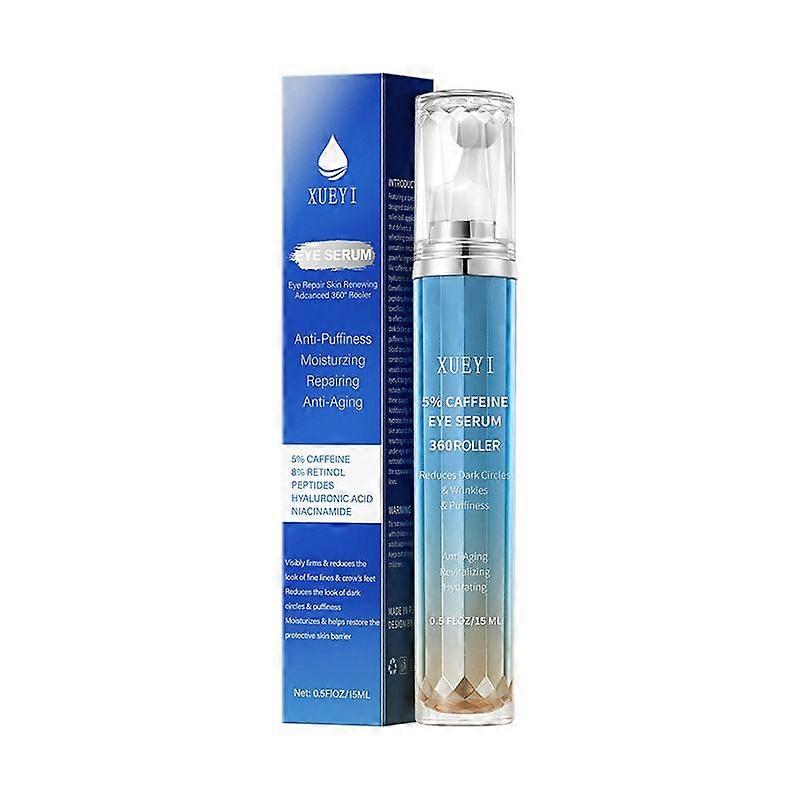 5% Caffeine Eye Cream With 360 Roller For Puffy Eyes and Dark Circles, Daily Anti-Wrinkle Moisturizer With Retinol & Nicotinamide,Lift Firm Eye,Reduce