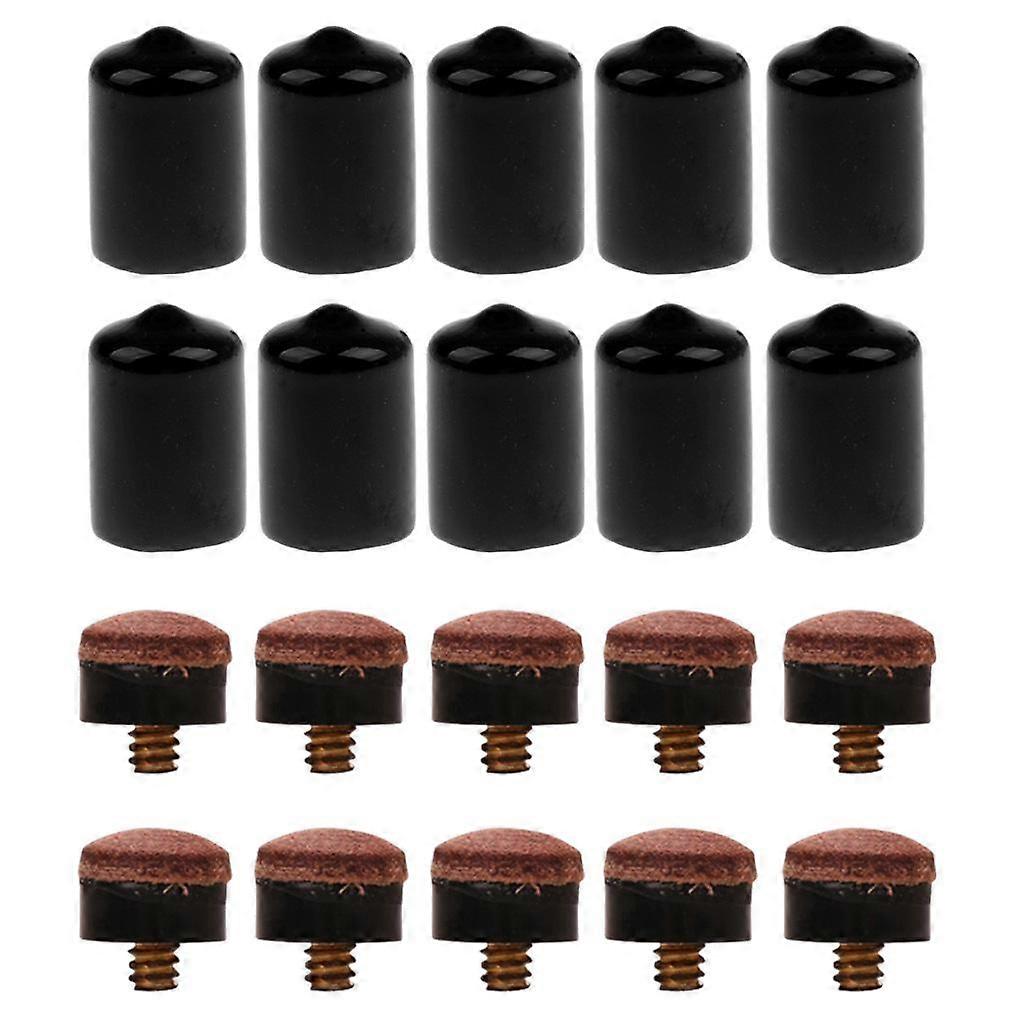 10 Pieces 12mm Screw-on Billiard Pool Cue Tips with 10Pcs Cue Tip Protector