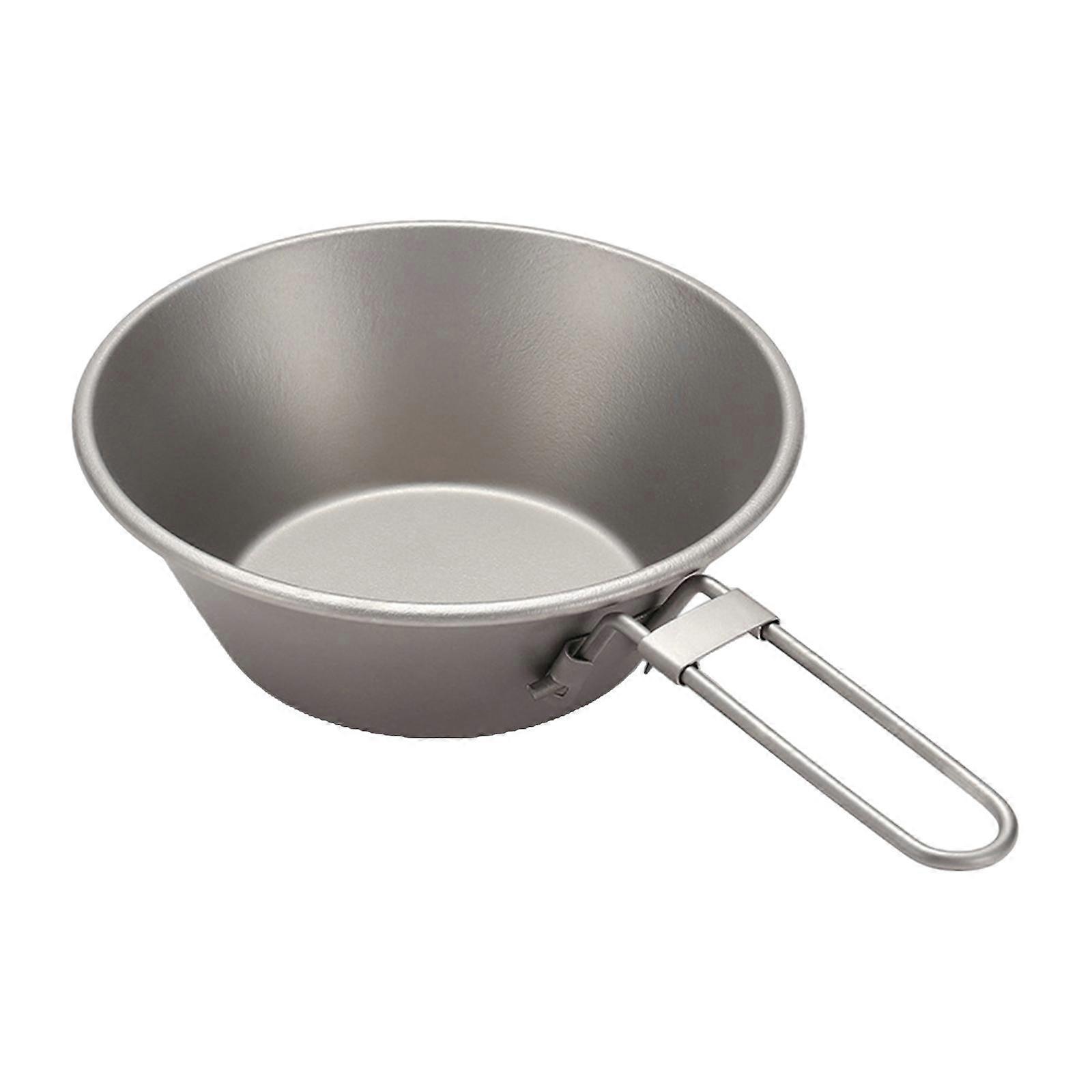 Titanium Bowl Camping Pot Cookware Folding Handle Ultralight for Picnic Outdoor