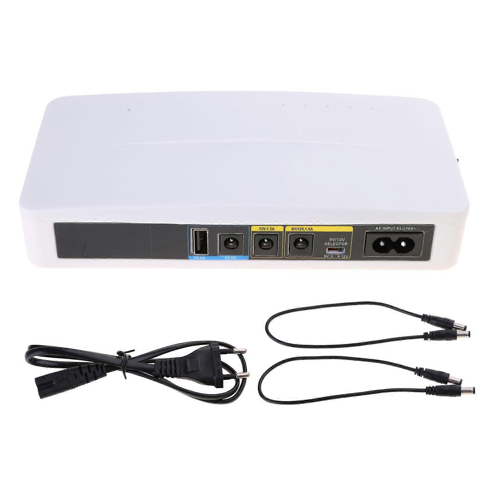 Uninterruptible Power Sources UPS 5V9V12V with Builts In Lithium Battery Multiple Port &Compatible for Multiple Devices  White