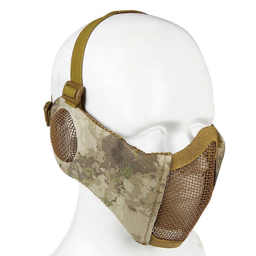 Airsoft Foldable Half Mask Mesh Face Mask With Ear Protection, Camo For Airsoft Hunting Halloween, 10 Colours