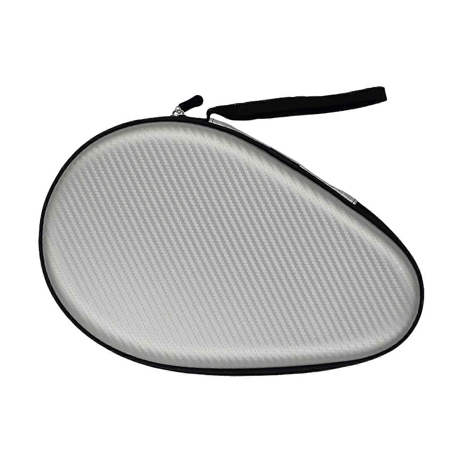 Table Tennis Racket Storage Bag Zippered Protective Case Silver Fits Standard Rackets