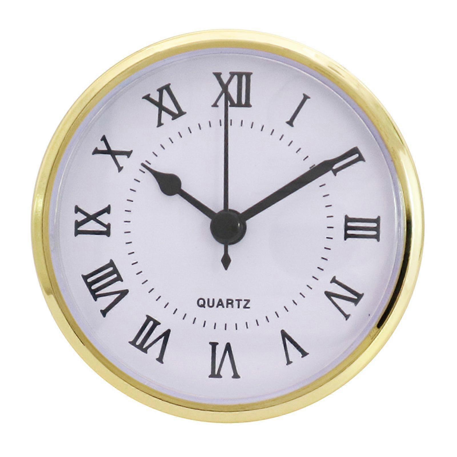 Golden Rim 90mm Classic Quartz Clock Insert Embedded Mini Wall Clock Head DIY Movement with Roman Number