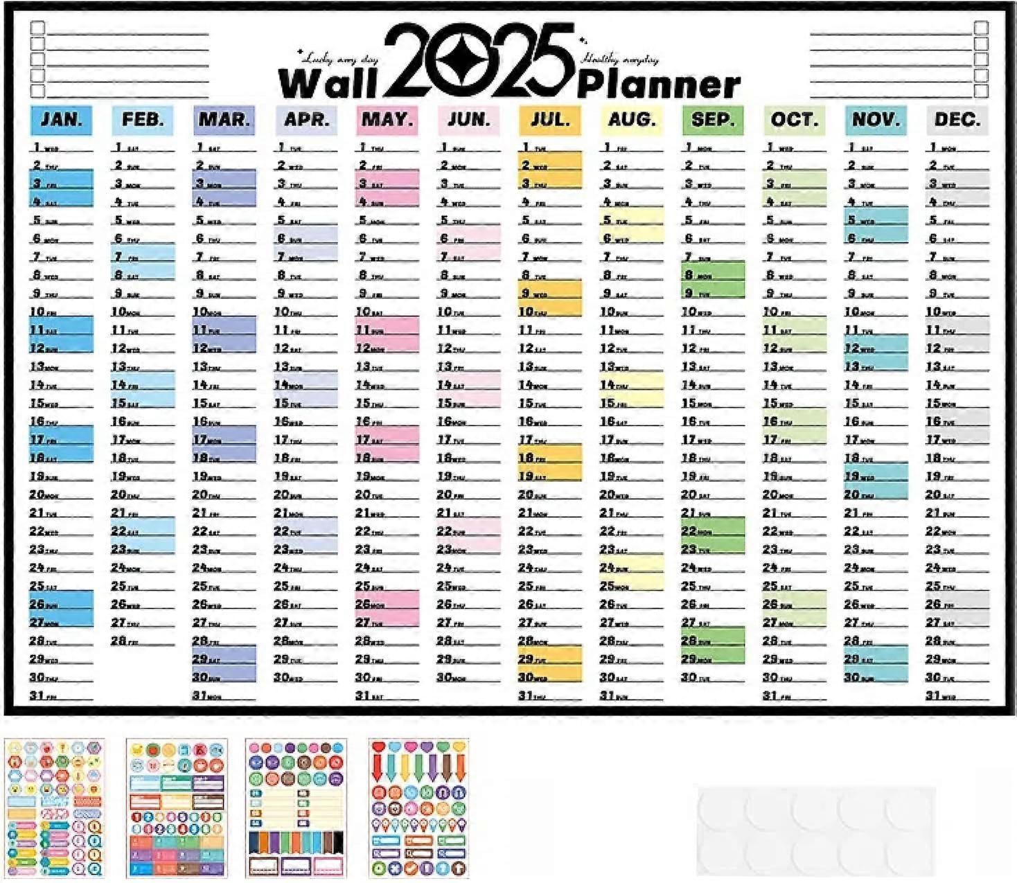 Wall Calendar - Year Planner Calendar 2025 - Year Planner 2025 - Calendar - Year Calendar - Monthly Planner - Poster Calendar - 74.2*52.5cm - Clear Y