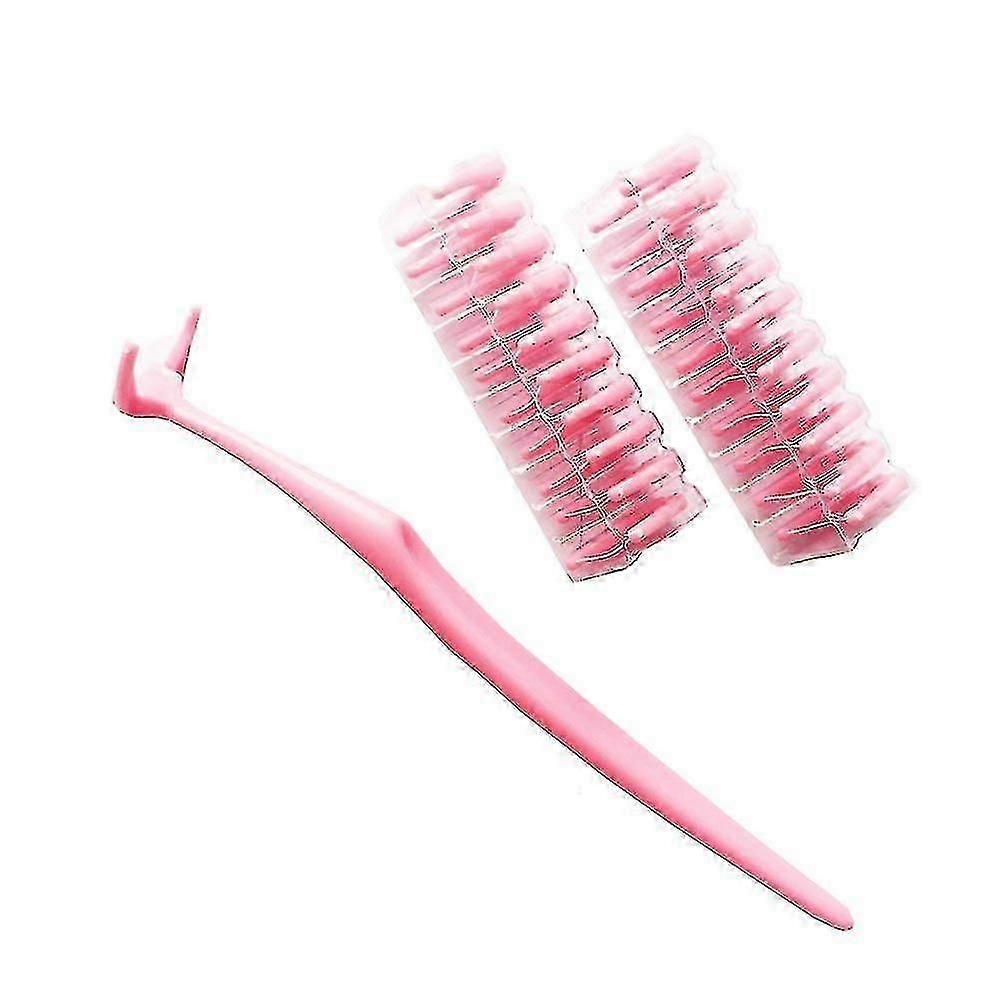 Reusable Floss Holder Dental Flosser Handle 20 Refill Heads (pink)