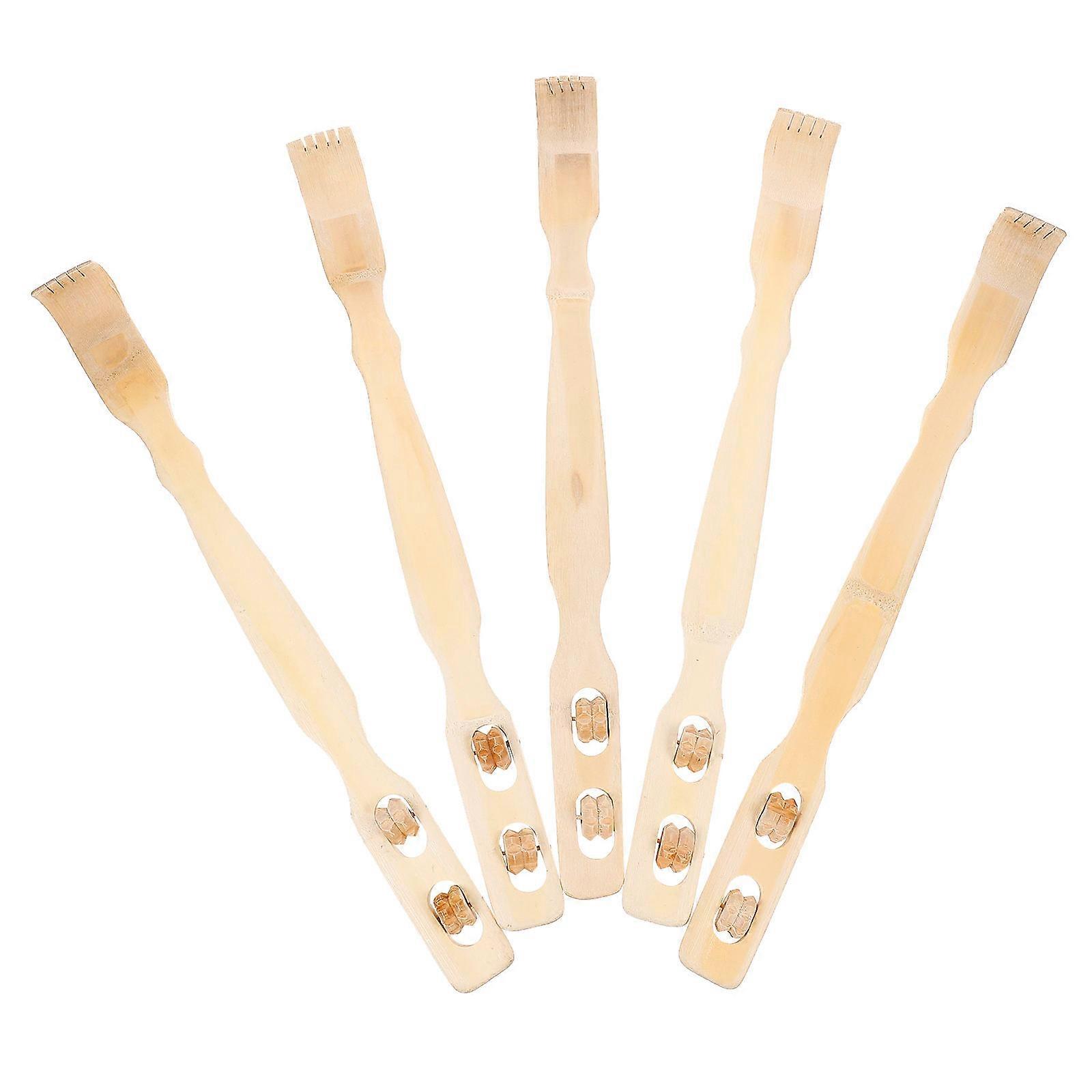 Back Scratchers Massaging Tools Portable Back Scratcher Bamboo Handheld Massagers Summer Use Light Yellow 47x4x2cm Stimulate Relaxation Point 5Pcs