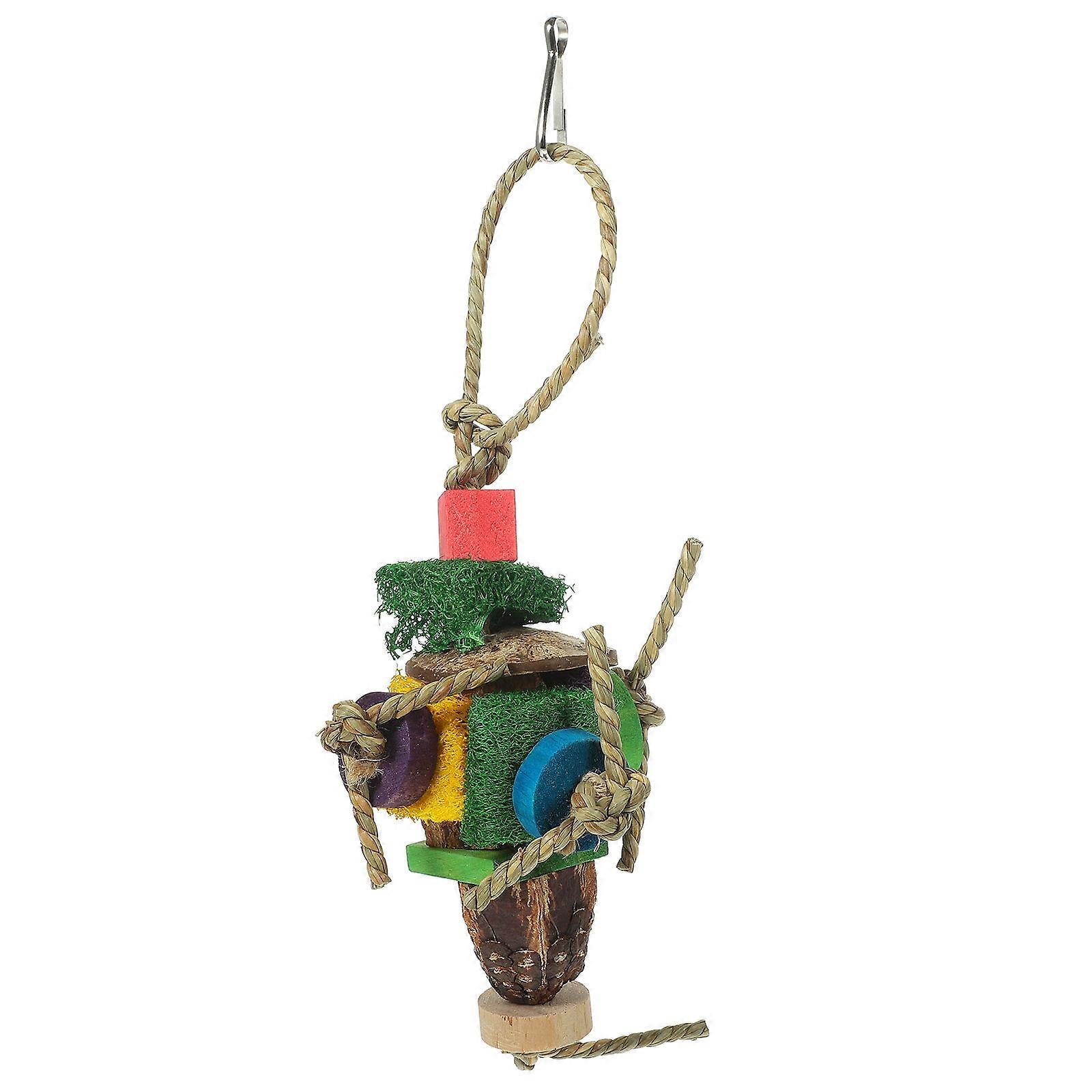 Pet Parrot Toy Hanging Parakeet Toy Multi Colored Parrot Chewing Toy Double Layered Chewing 1Set
