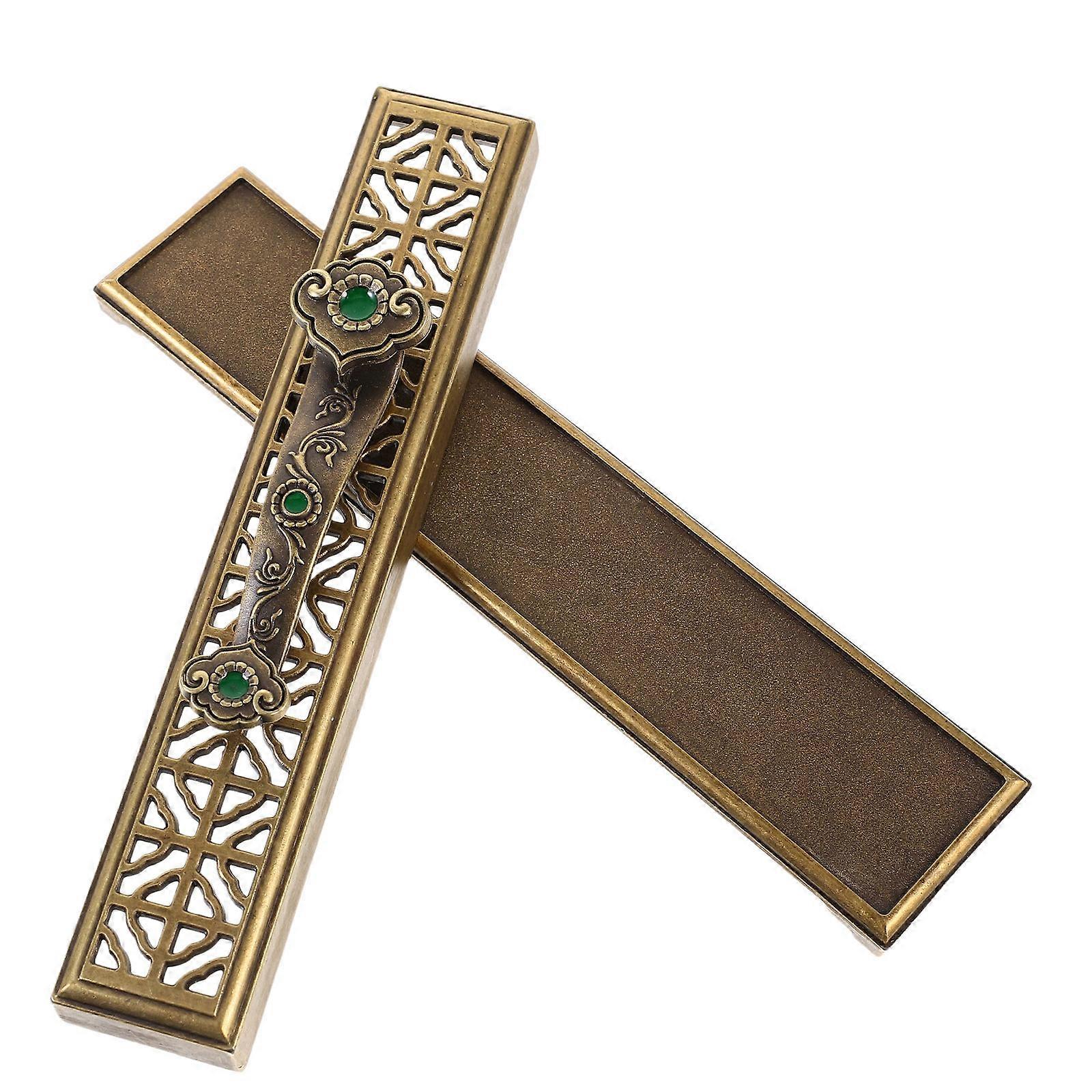 Intense Stick Holder Ruyi Shaped Incense Burner Meditation Room Brown Zinc Alloy Used for Burning Incense 1Pcs