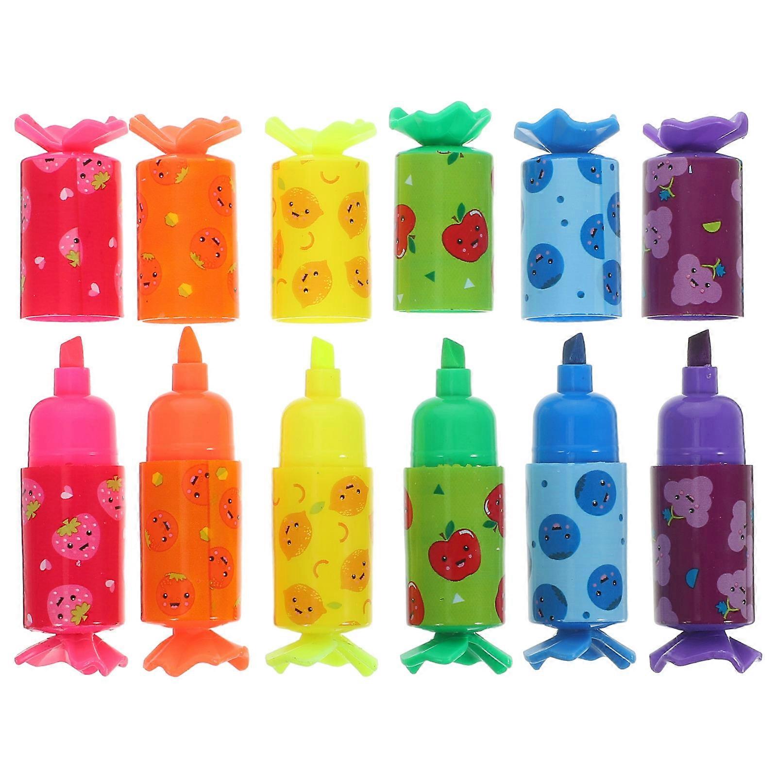 Highlighter Pen for Coloring Adorable Design School Markers Mini Size 24Pcs