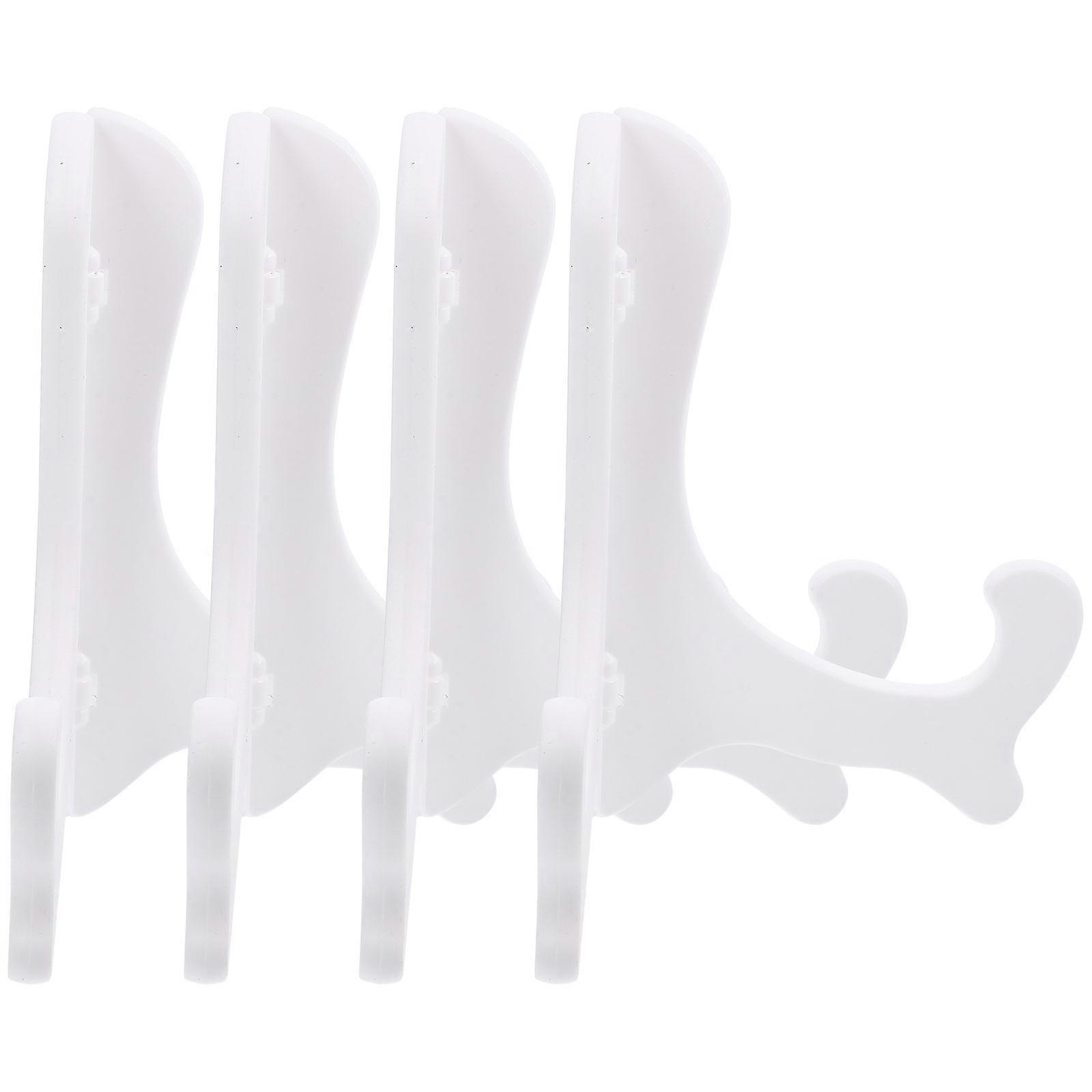 Plate Display Rack MultiFunctional Display Stand Home Decor White 16.5X15.5X10.5CM Adjustable Support 4Pcs