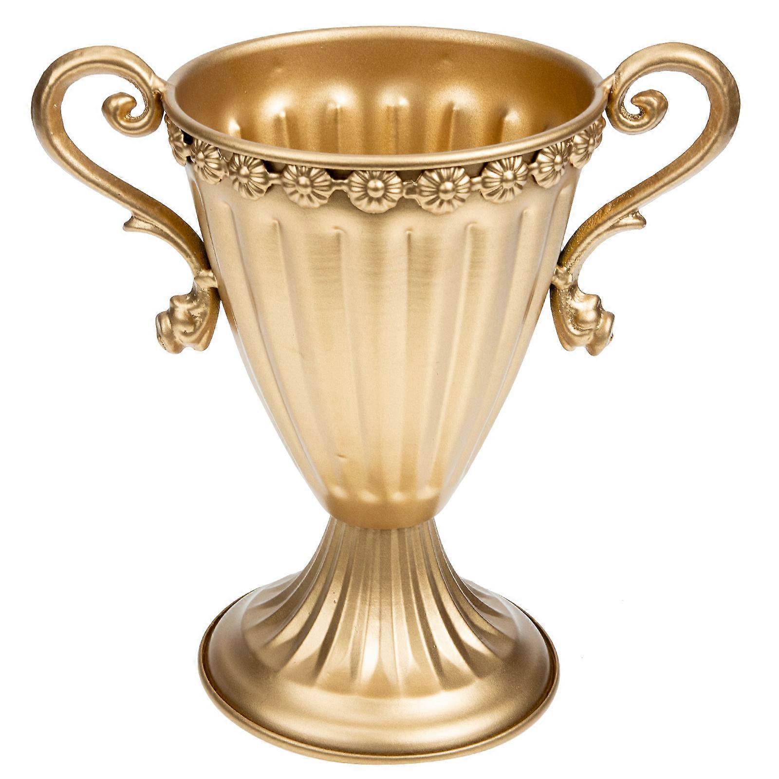 Event Decoration Vase Tabletop Ornament Golden Iron Rust Proof 1Set