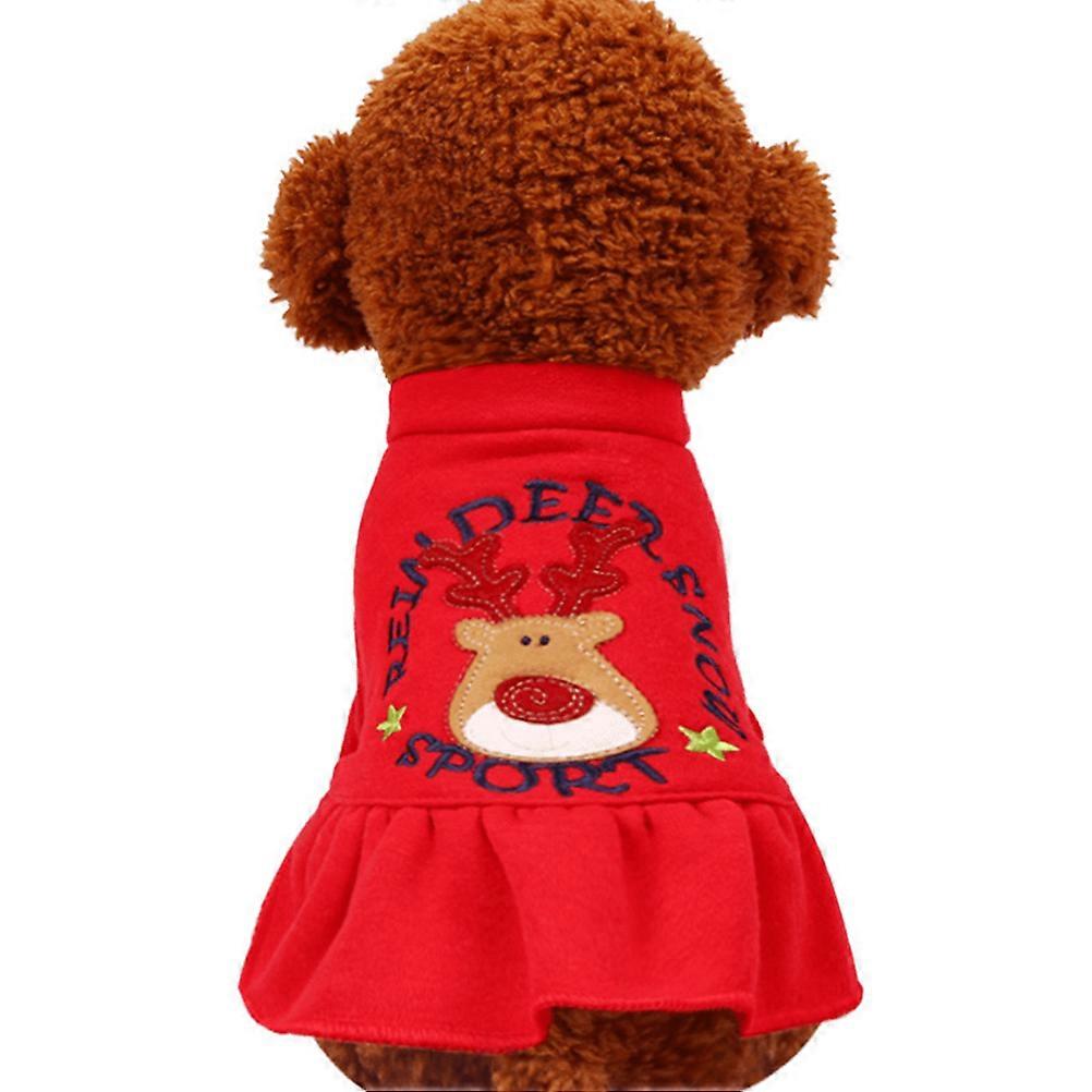 Pet Apparel Reindeer Dog Outfit for Autumn and Occasion Red L 1Pack