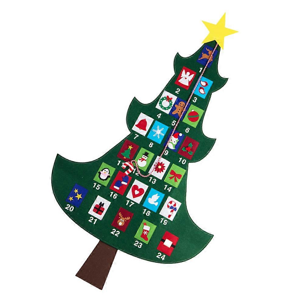Countdown Hanging Ornaments Felt Christmas Tree Shape Decorative Advent Calendar Multi Color 150x87x0.3cm For Family Activity 1Set