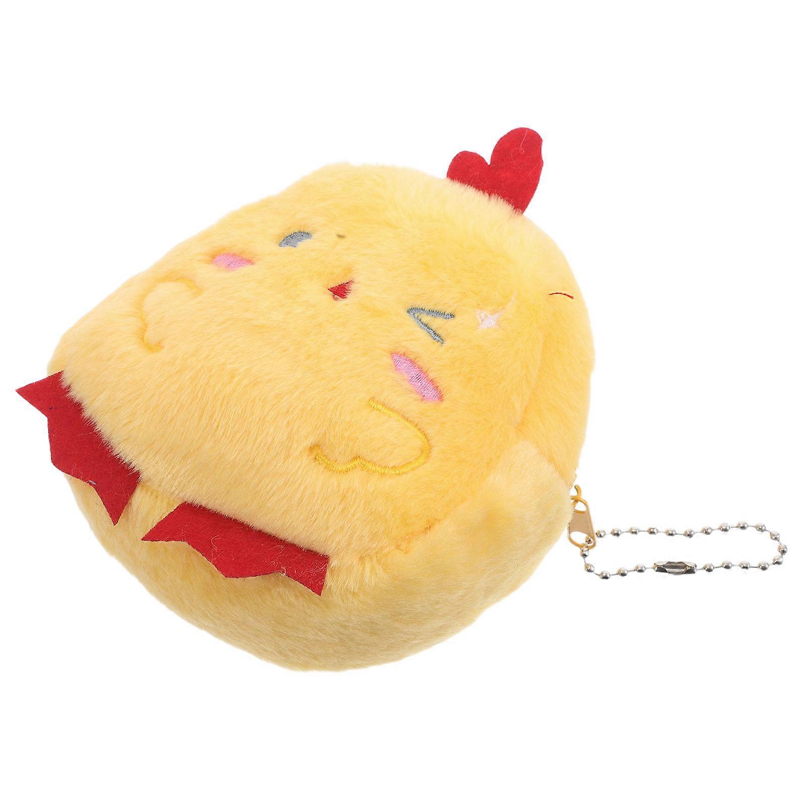 Cute Cartoon Chicken Coin Purse Plush Wallet for Girls Daily Use Yellow 1Pcs
