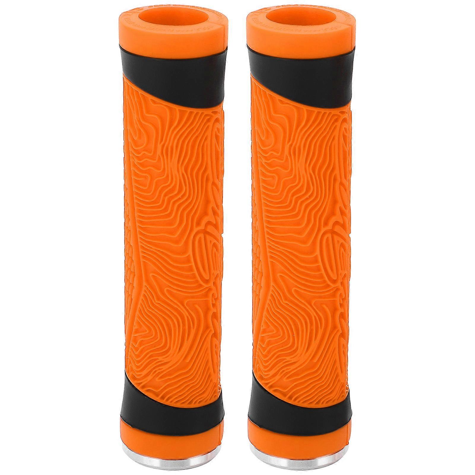 Poignées de vélo VTT en silicone, guidon plat, embouts de guidon, poignées orange