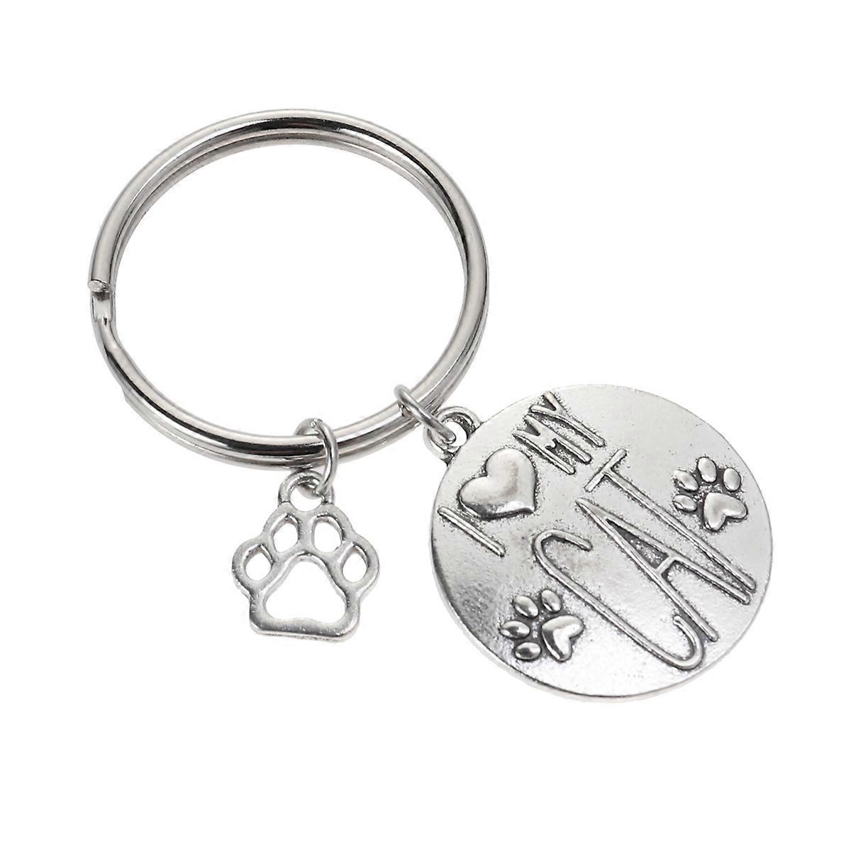 Pet Cat Shaped Keyring Car Key Accessory Metal Alloy Pendant for Men 1Pack