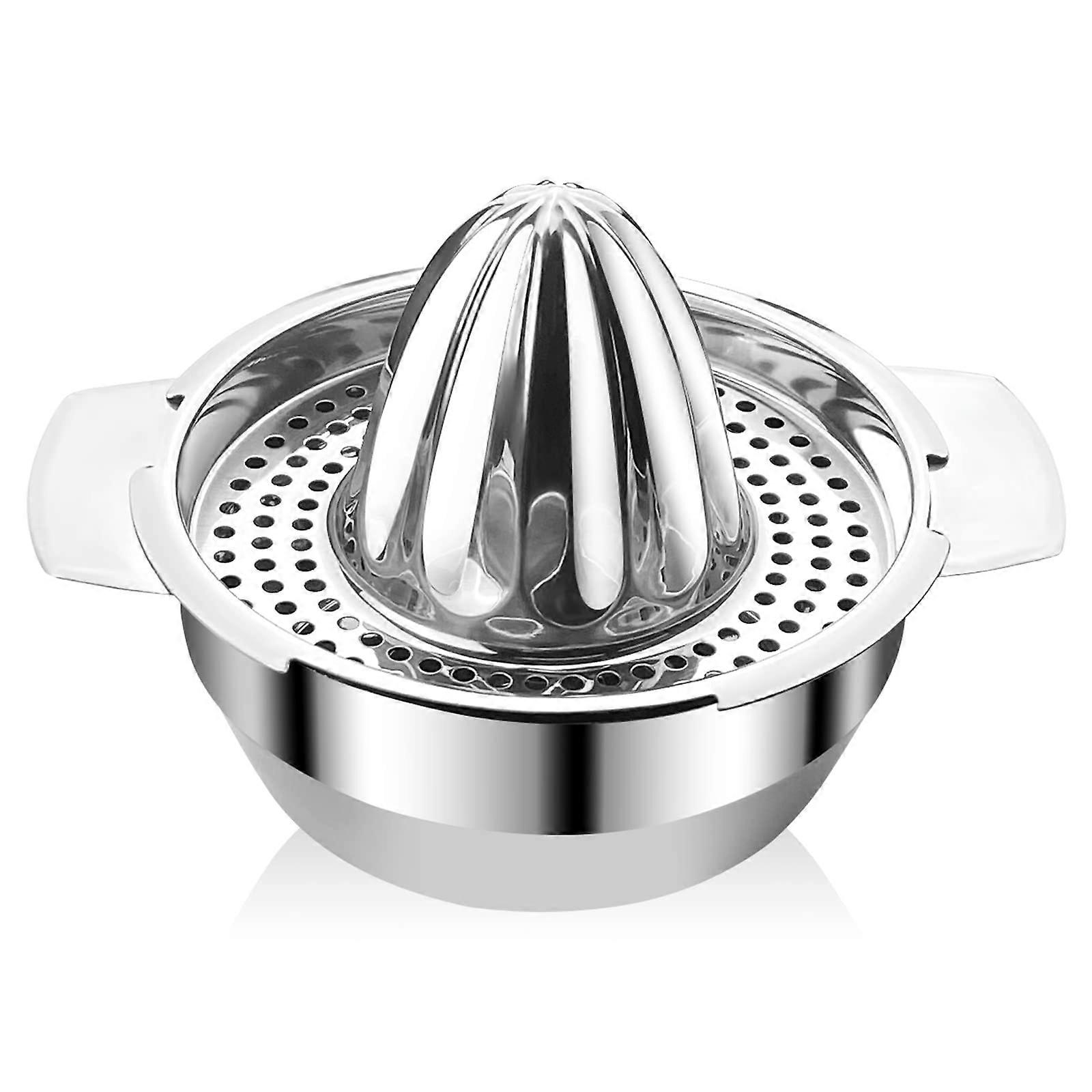 Lemon Squeezer Stainless Steel Manual Citrus Juicer 13.6 cm with 300 ml Container, Dishwasher Safe for Lemons, Oranges, Grapefruits