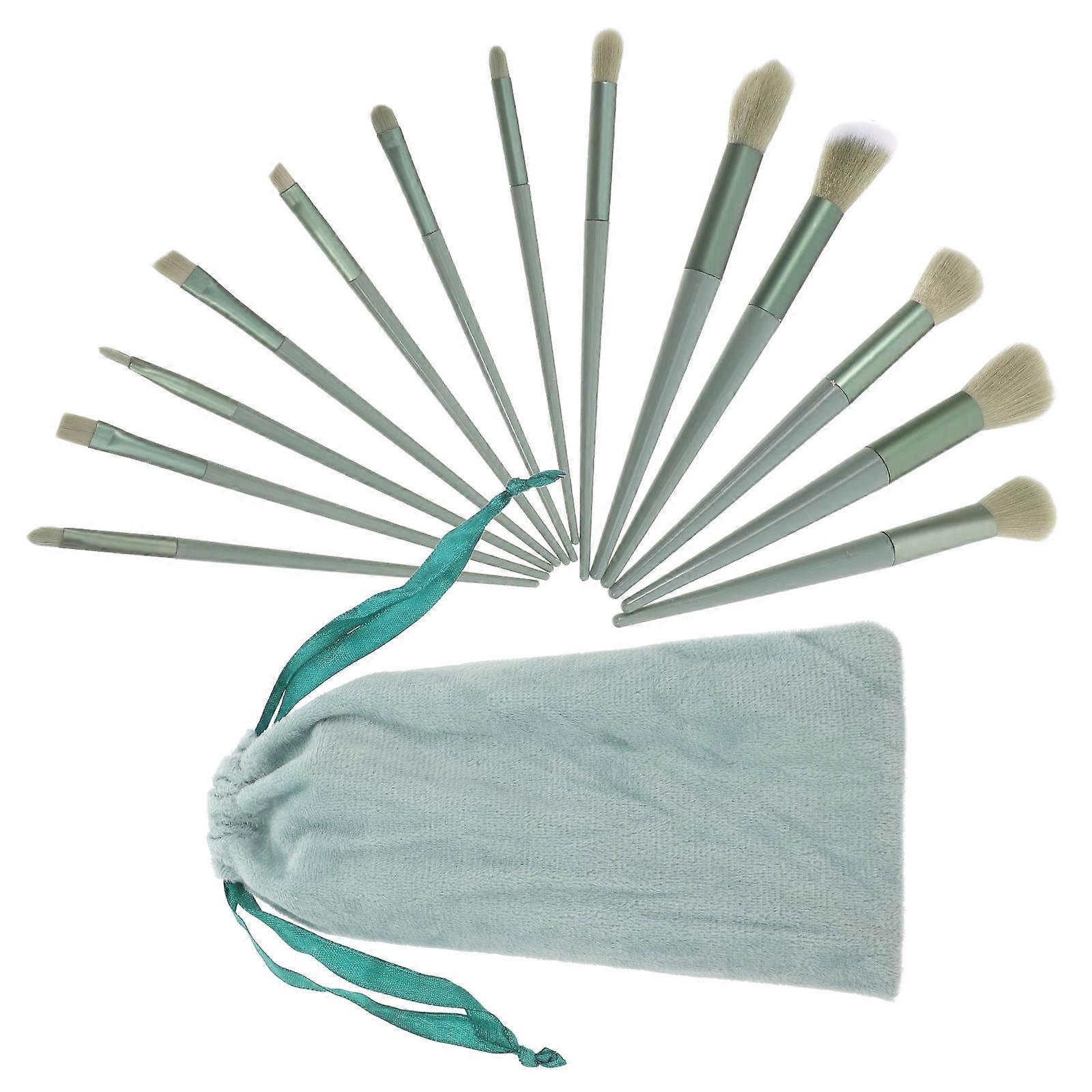 Multi-Functional Beauty Make-Up Brush Tool Set Professional Design For Women Daily Use Green Plastic Handle 1Set