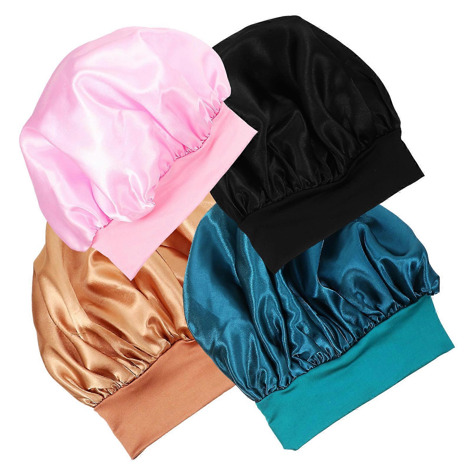 Night Sleep Cap Decorative Sleeping Hat Polyester 4Pcs Prevent Slipping Travel Accessory