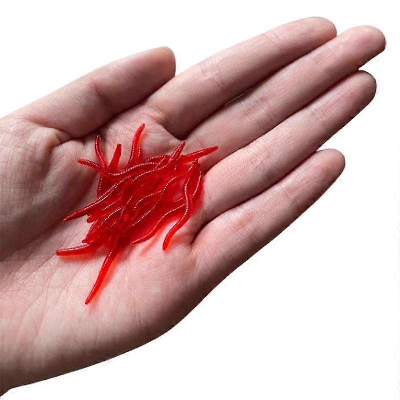 Red Worm Soft Lure 35mm Silicone Bait with Fishy Smell