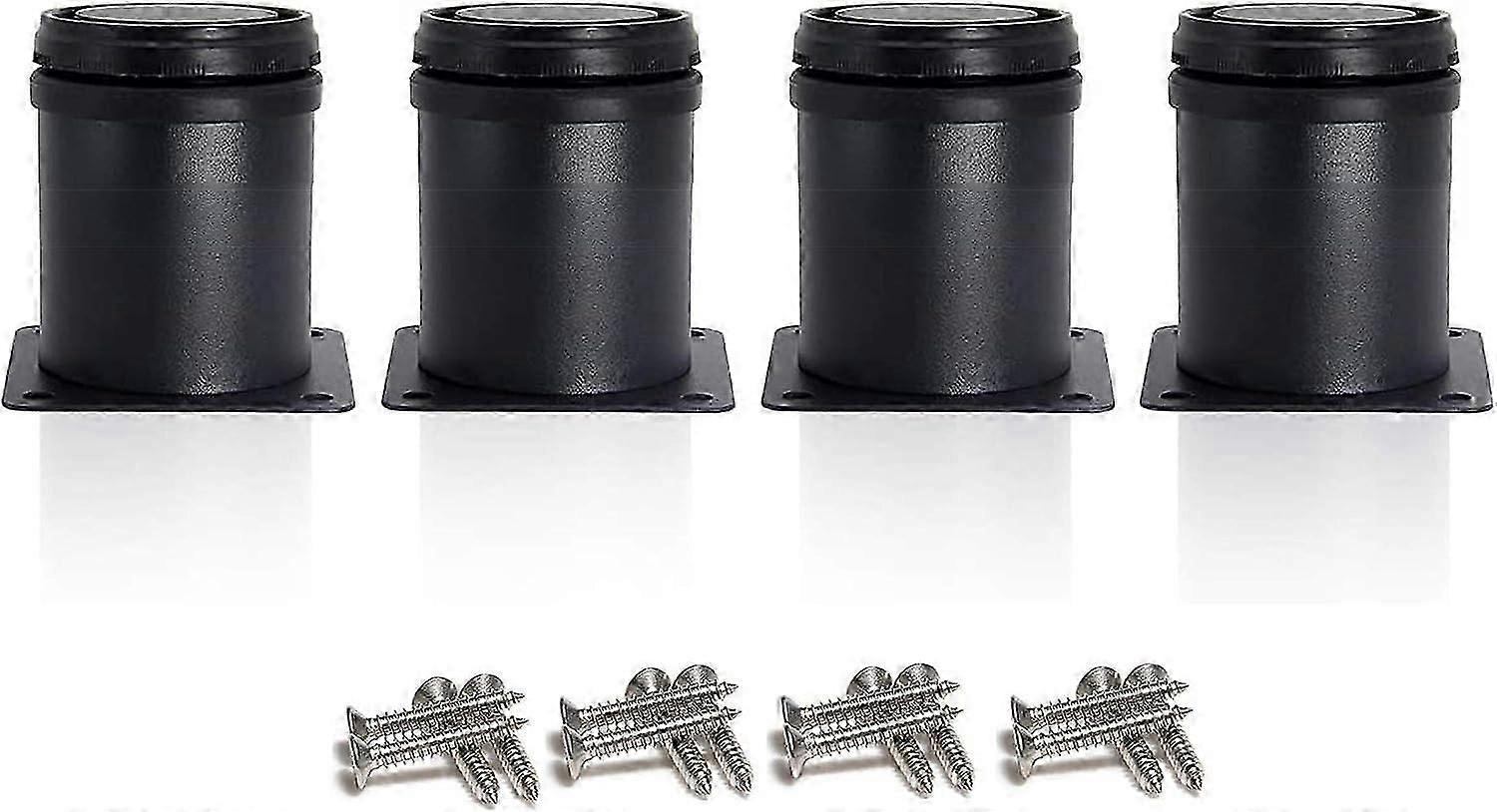 4x pieds de meubles noirs réglables de 50 mm avec vis en acier inoxydable