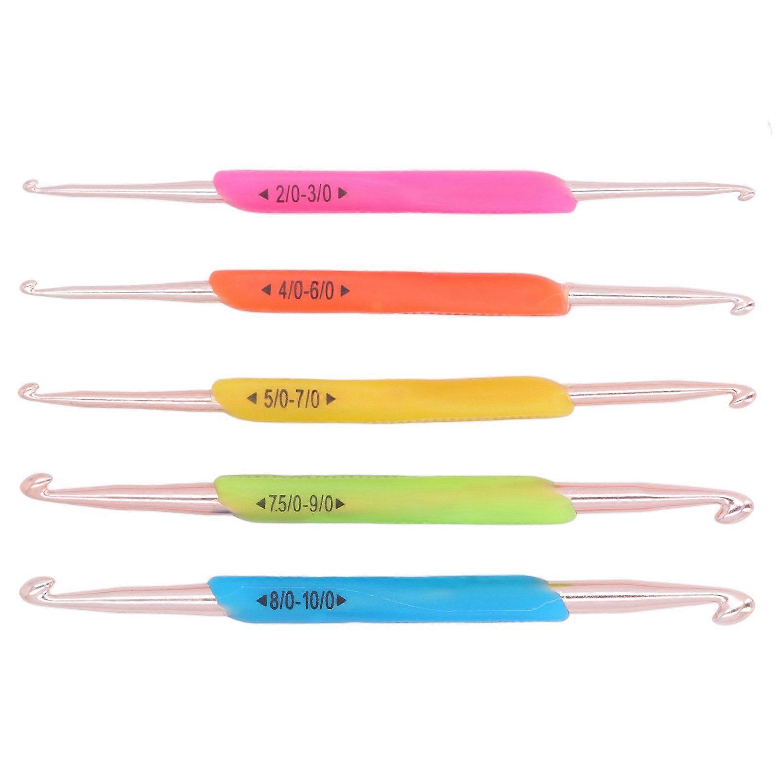 5pcs Double Ended Crochet Hooks Set Ergonomic Design Colorful Crochet Needles Knitting Needles for Home