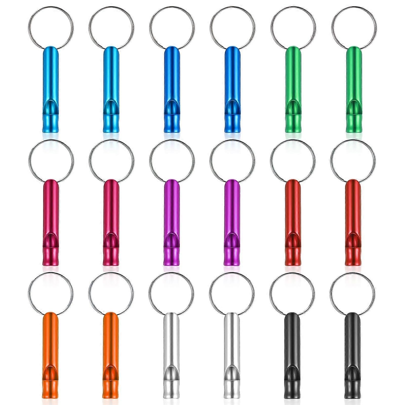 Pack of 18 Aluminium Whistle, Extra Loud Safety Survival Whistle with Keyring