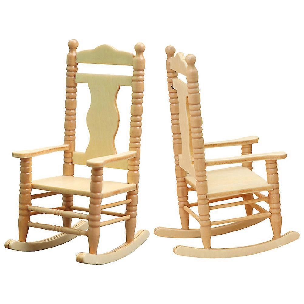 2pcs Vintage Style Mini Rocking Chairs for Dollhouse Decor & Photo Props – Scale Miniature Furniture Accessory Set