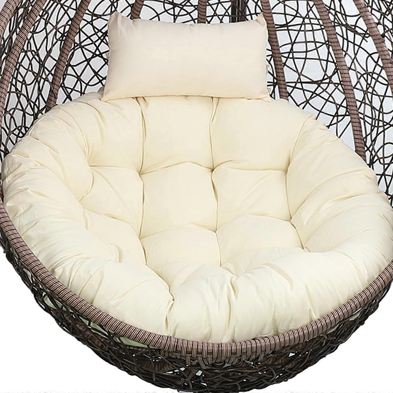 Round Egg Chair Cushion with Headrest Indoor Outdoor Washable Replacement Cushion for Hanging Chair Removable and Comfortable Ref: 9084