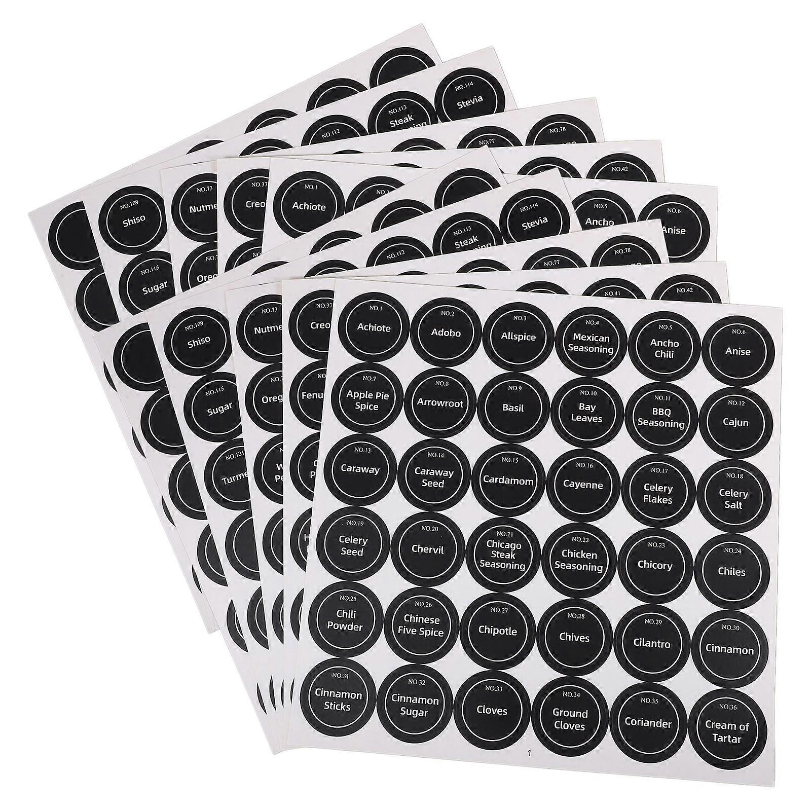 Easy to Jar Labels Round Waterproof Preprinted English Stickers 20 Sheets
