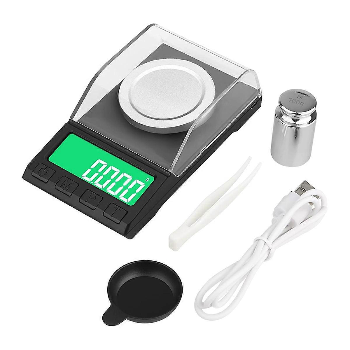 Portable Milligram Scale 100g/0.001g, High Precision Powder Scale with Cover, Backlit LCD