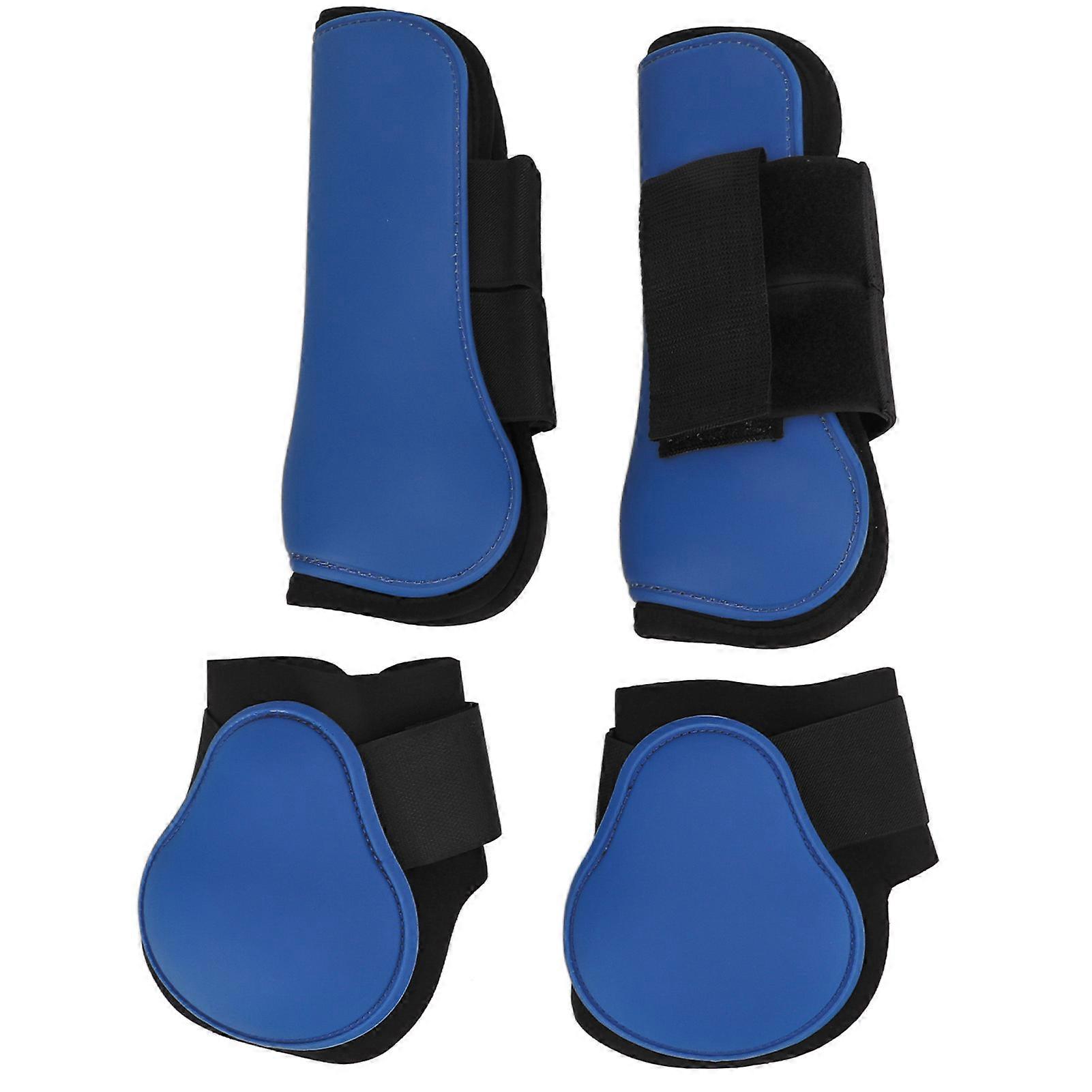 4pcs Horse Leg Guard Convenient PU Neoprene Horse Support Boots for Racing Jumping TrainingSet of Blue M