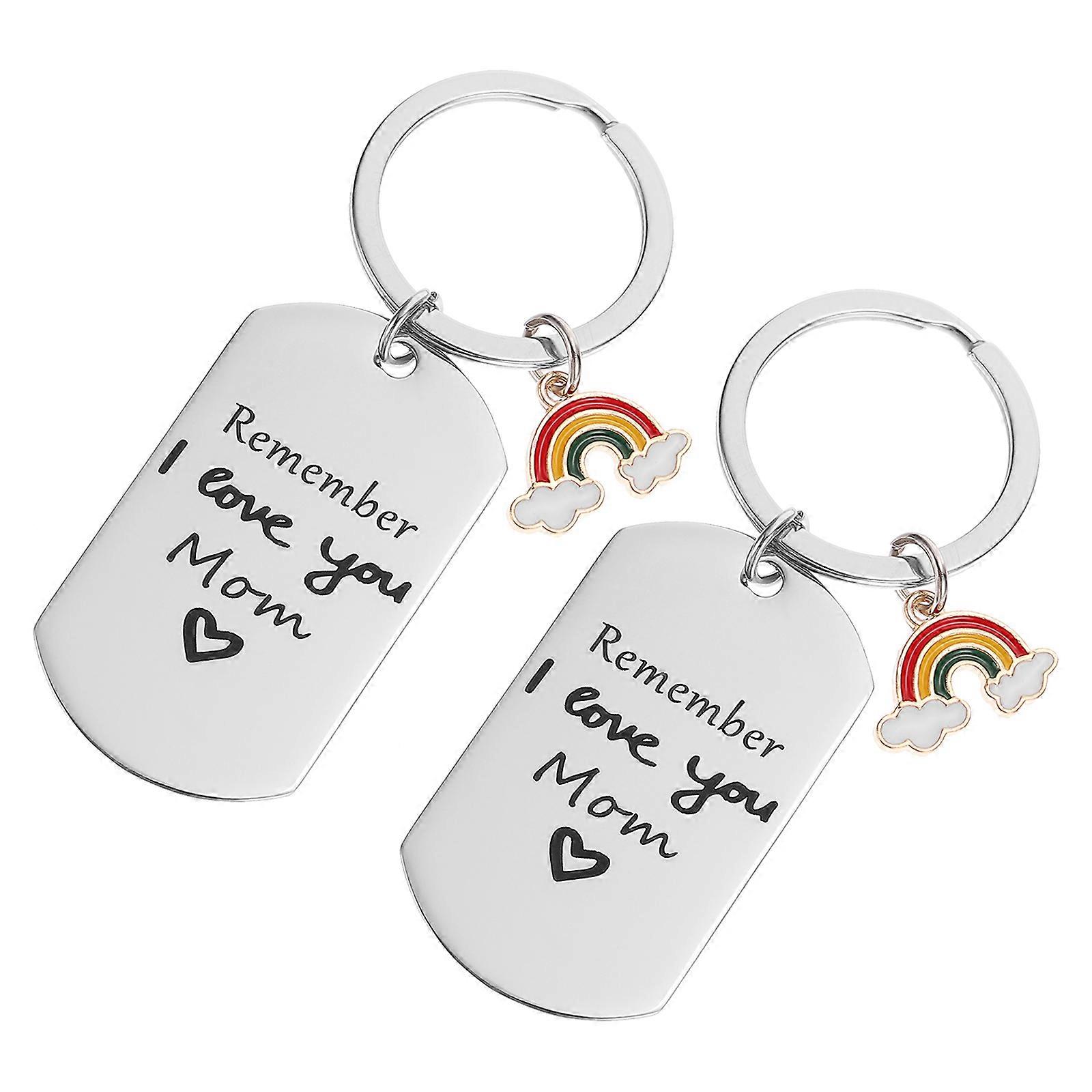 Metal Keychain Stainless Keychain Pair Bag Pendant For Mother's Day Assorted Color 5x3cm Practical Design 2Pcs