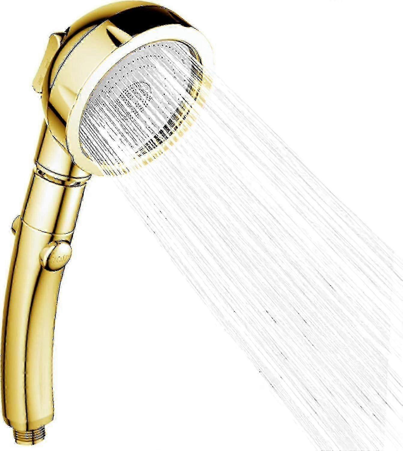 Universelt håndholdt dusjhode med 3 moduser, vannbesparende design, avtakbar kromfinish, gull