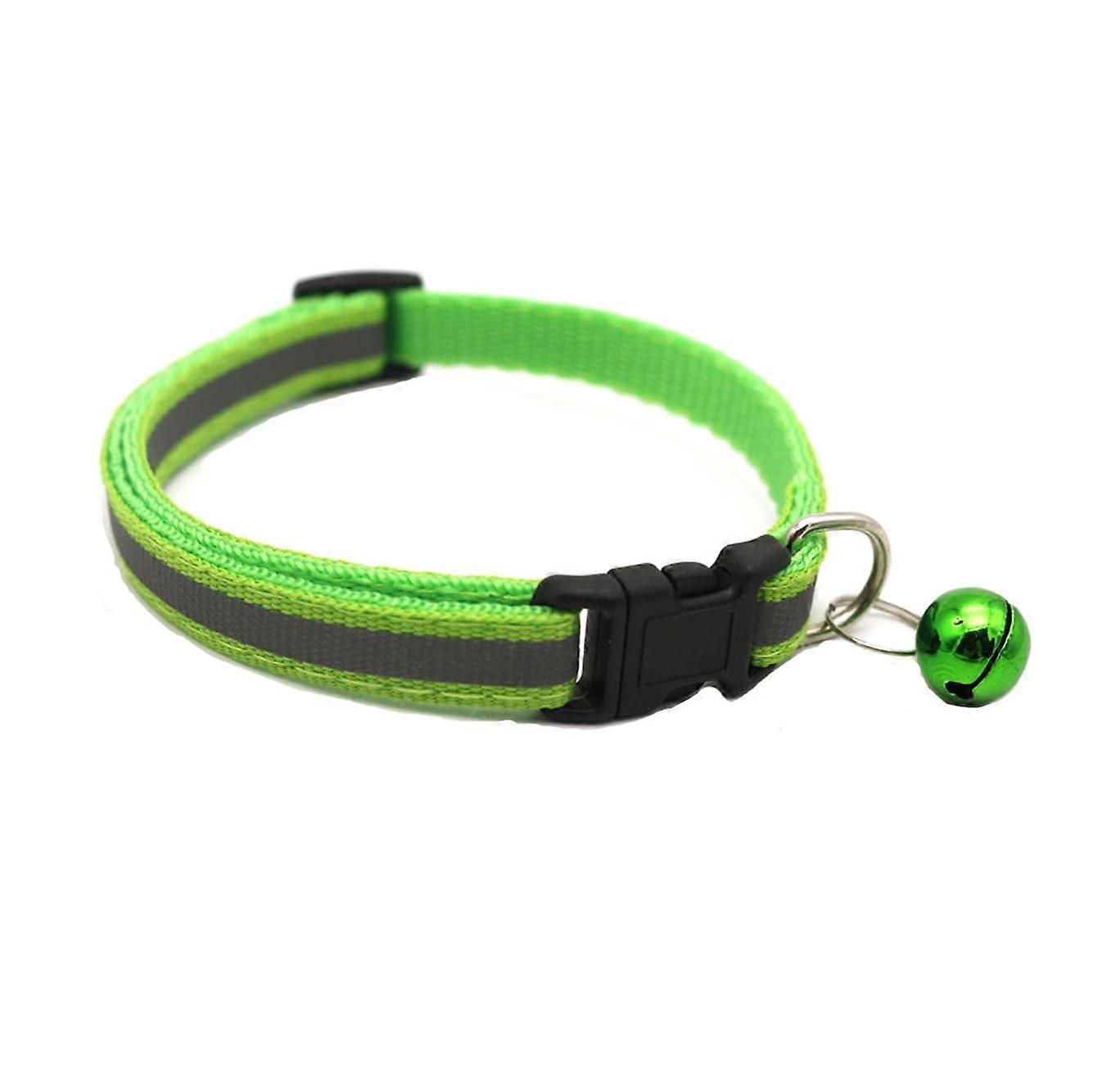 Cute Reflective Cat Collar With Bell Green