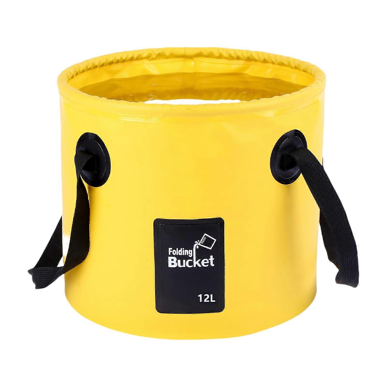 Collapsible Fishing Bucket 12L Yellow Tackle Bag Water Carrier for Angling Folding Container